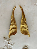 Metal angel wings, pair of raw brass metal wings