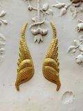 Metal angel wings, pair of raw brass metal wings