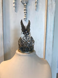 Metal crown,  with angel wings, roses and rhinestones