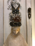 Metal crown,  with angel wings, roses and rhinestones