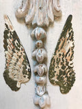 Metal wings,aged white patina wings,angel wings,feathered wings,