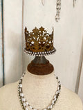 3 linen bust grouping with barn wood bases and crowns