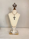 3 linen bust grouping with barn wood bases and crowns