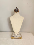 3 linen bust grouping with barn wood bases and crowns
