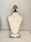 3 linen bust grouping with barn wood bases and crowns