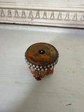 Metal  crown finial with beautiful patina aging and rhinestone chain
