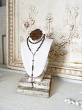 Aged jewelry Bust with Barn Wood Base and old metal finding on Top
