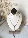 Aged jewelry Bust with Barn Wood Base and old metal finding on Top