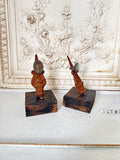 Ring holder, Old wood ring holder with vintage wood base
