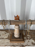 Barn wood cuff holder with embellished crown,Jewelry Stand