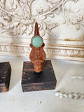 Ring holder, Old wood ring holder with vintage wood base