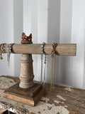 Barn wood cuff holder with embellished crown,Jewelry Stand