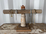 Barn wood cuff holder with embellished crown,Jewelry Stand