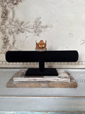 Metal  crown finial with beautiful patina aging and rhinestone chain