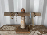 Barn wood cuff holder with embellished crown,Jewelry Stand