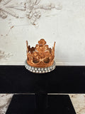 Metal  crown finial with beautiful patina aging and rhinestone chain