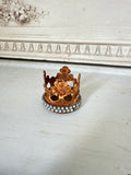Metal  crown finial with beautiful patina aging and rhinestone chain