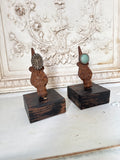 Ring holder, Old wood ring holder with vintage wood base