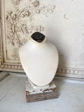 Aged jewelry Bust with Barn Wood Base and old metal finding on Top