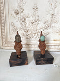 Ring holder, Old wood ring holder with vintage wood base