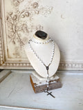 Aged jewelry Bust with Barn Wood Base and old metal finding on Top