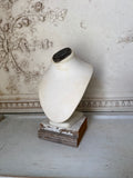 Aged jewelry Bust with Barn Wood Base and old metal finding on Top