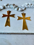 Metal cross, gold plated, cross set of 2, detailed edges