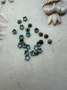 Beautiful small patina green flowers 24 pieces