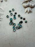 Beautiful small patina green flowers 24 pieces