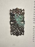 Raw brass patina filigree stamping