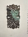 Raw brass patina filigree stamping