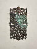 Raw brass patina filigree stamping