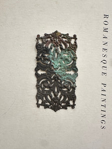 Raw brass patina filigree stamping