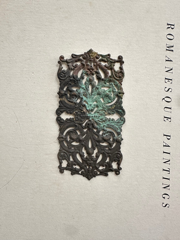 Raw brass patina filigree stamping