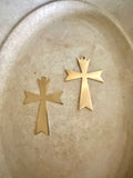 Metal cross, gold plated, cross set of 2, detailed edges