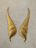 Metal angel wings, pair of raw brass metal wings