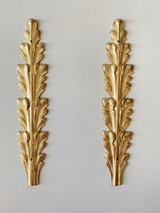 Metal leaves, 2 gold leaves, decorative leaves, crown leaf parts