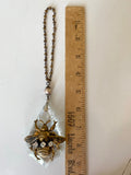 Vintage crystal teardrop pendant, crystal teardrop with gold bee finding