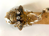 Vintage crystal teardrop pendant, crystal teardrop with gold bee finding