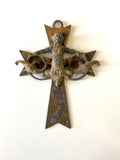 Cherub cross, metal cross with detailed cherub attached