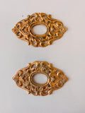 Gold filigree stamping, 2 patina metal ornate gold finding