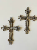 Metal cast cross, 4 inch cross, 2 aged metal cross