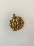 Gold Metal cherub jewelry part, 2 cherub Metal pendants