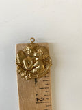 Gold Metal cherub jewelry part, 2 cherub Metal pendants