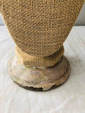 Burlap bust jewelry stand,  jewelry holder with vintage rose on top