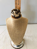 Burlap bust jewelry stand,  jewelry holder with vintage rose on top