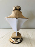 Burlap bust jewelry stand,  jewelry holder with vintage rose on top