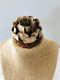 Burlap bust jewelry stand,  jewelry holder with vintage rose on top