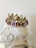 Head Crown, 4" rose head crown,pink rose metal crown,
