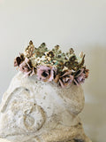 Rose Crown, 5" rose head crown,statue head crown,pink rose crown,metal crown,flower crown,pink rose crown,faded fragments